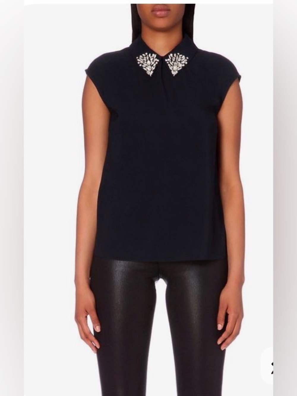 Ted Baker Tillda Rhinestone Bedazzled Collar Top Size 0